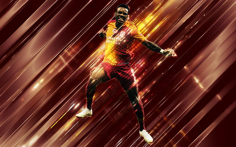 Garry Rodrigues, creative art, blades style, Cape Verdean footballer, Galatasaray, Turkey, orange creative background, football, HD wallpaper