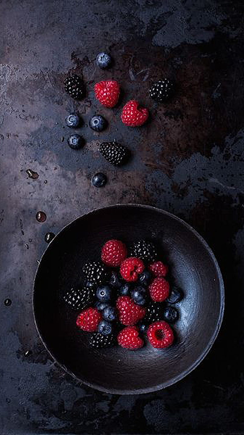 Berries, berrie, black, desenho, food, fruit, red, HD phone wallpaper
