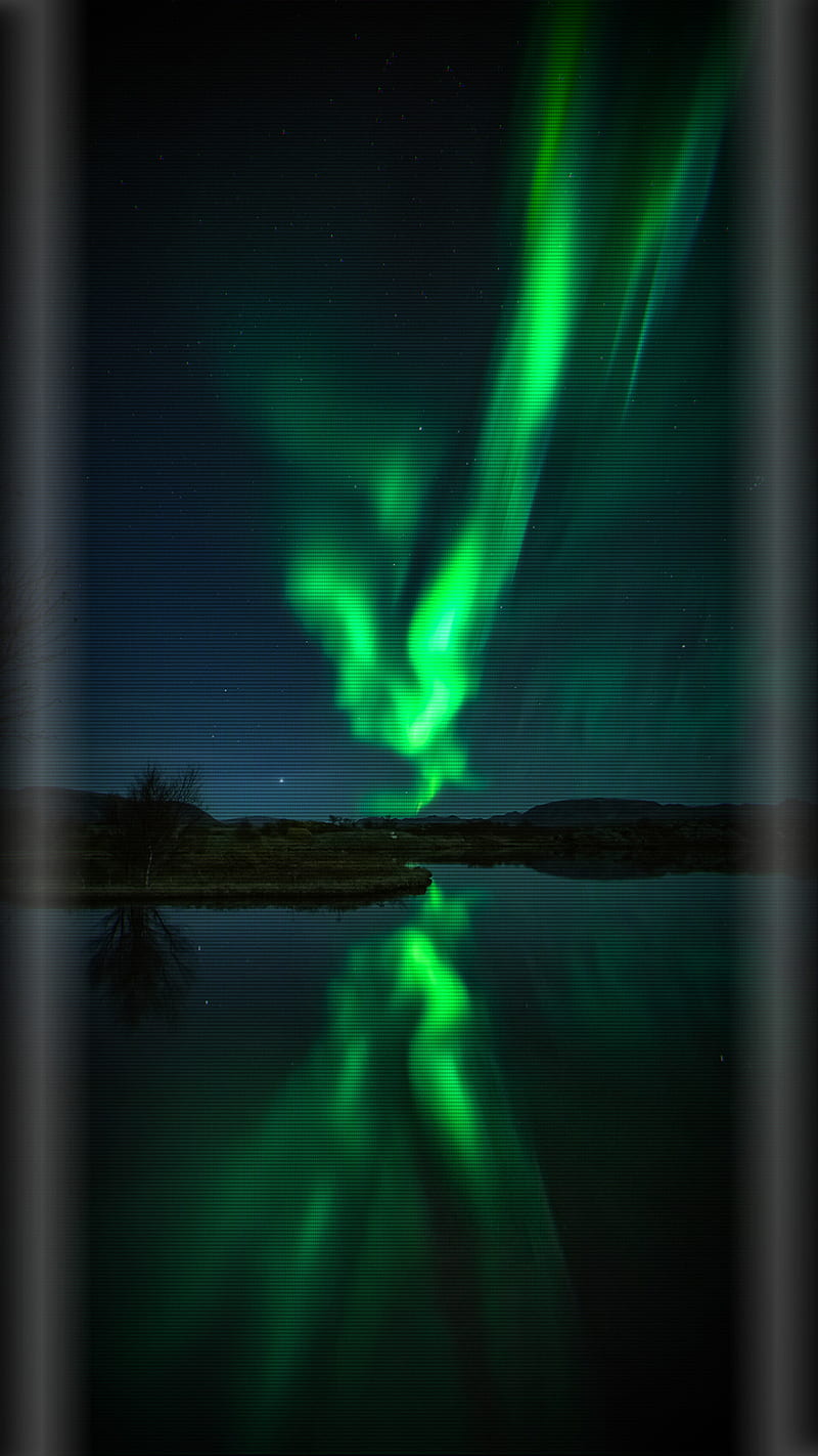 Aurora borealis, beauty nature, edge, green, night, s7, s8, HD phone wallpaper