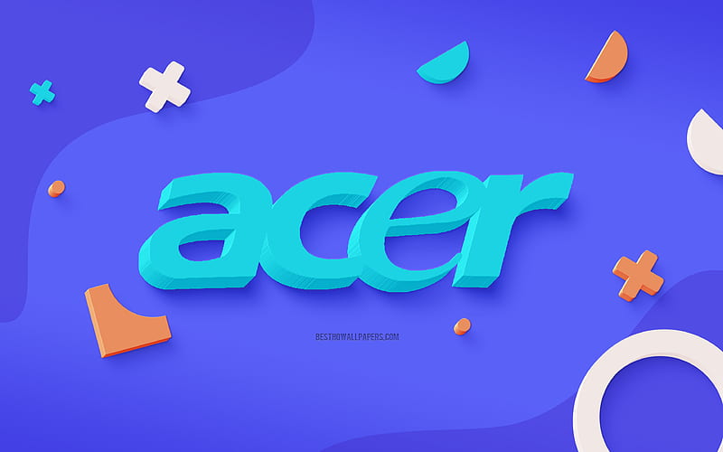 Acer 3d logo, blue game background, Acer logo, Acer emblem, beautiful art, Acer, HD wallpaper