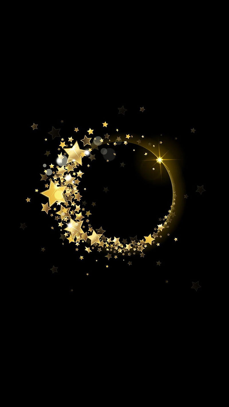 Abstract, beauty design, black background, gold, moon, s7, stars, HD phone  wallpaper | Peakpx