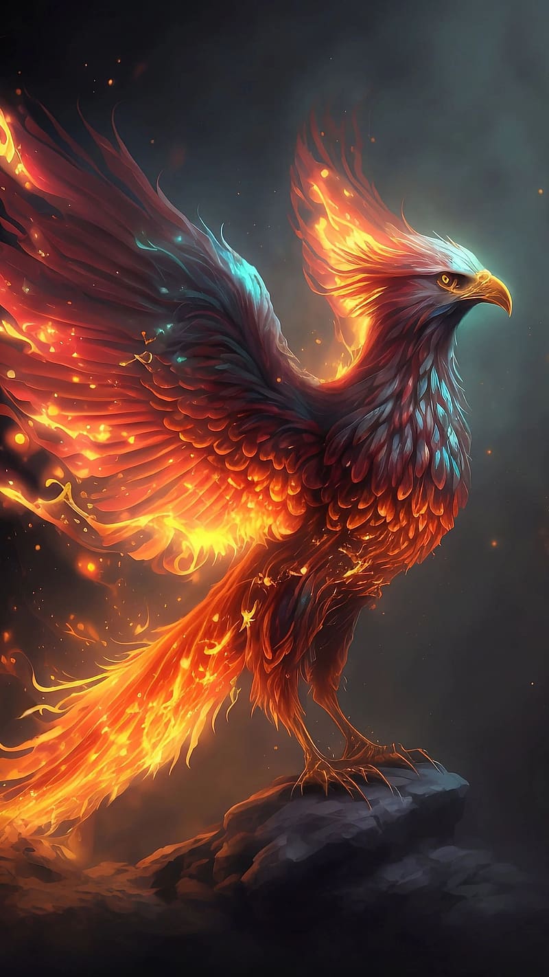 Phoenix Bird, Fire Effect, immortal bird, animation, HD phone wallpaper