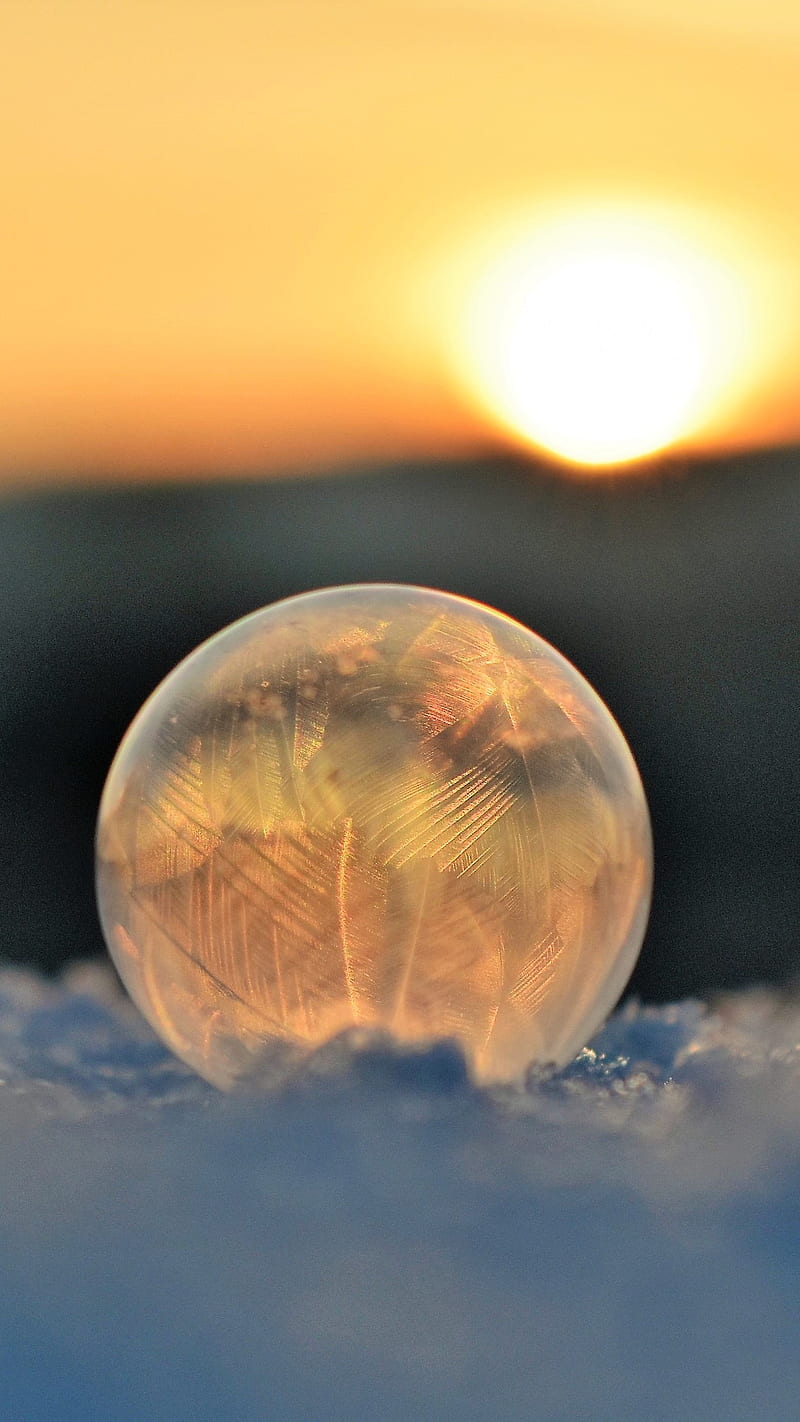 Sunlight in the bubble , nature, frozen, sun, HD phone wallpaper