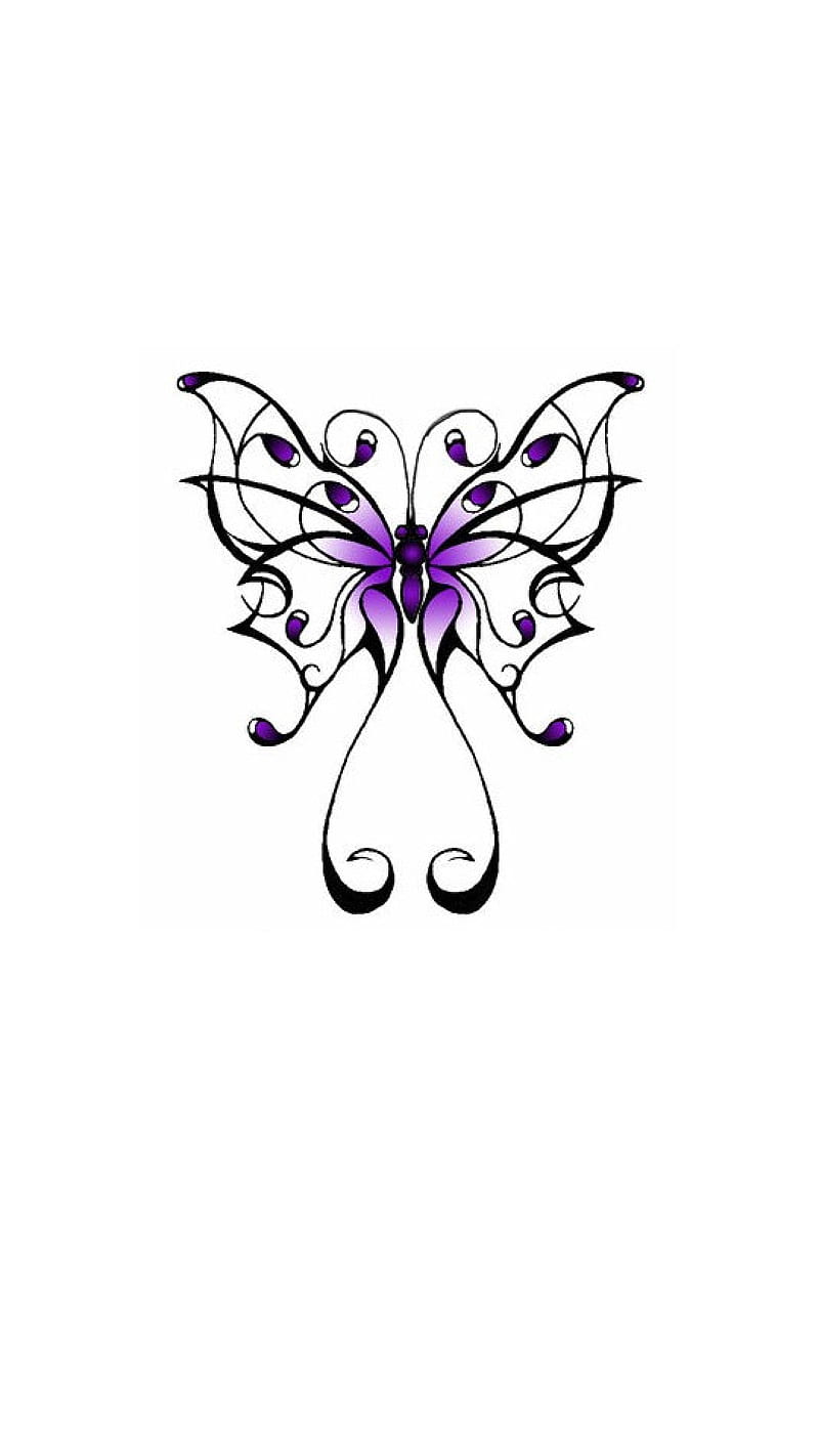 butterfly, desenho, pretty, purple, HD phone wallpaper