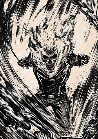 Ghost Rider Pencil Sketch by Mark Texeira (14” x 17”), in James Henry's  Mid-Ohio-Con (Charity Auction Art) Comic Art Gallery Room