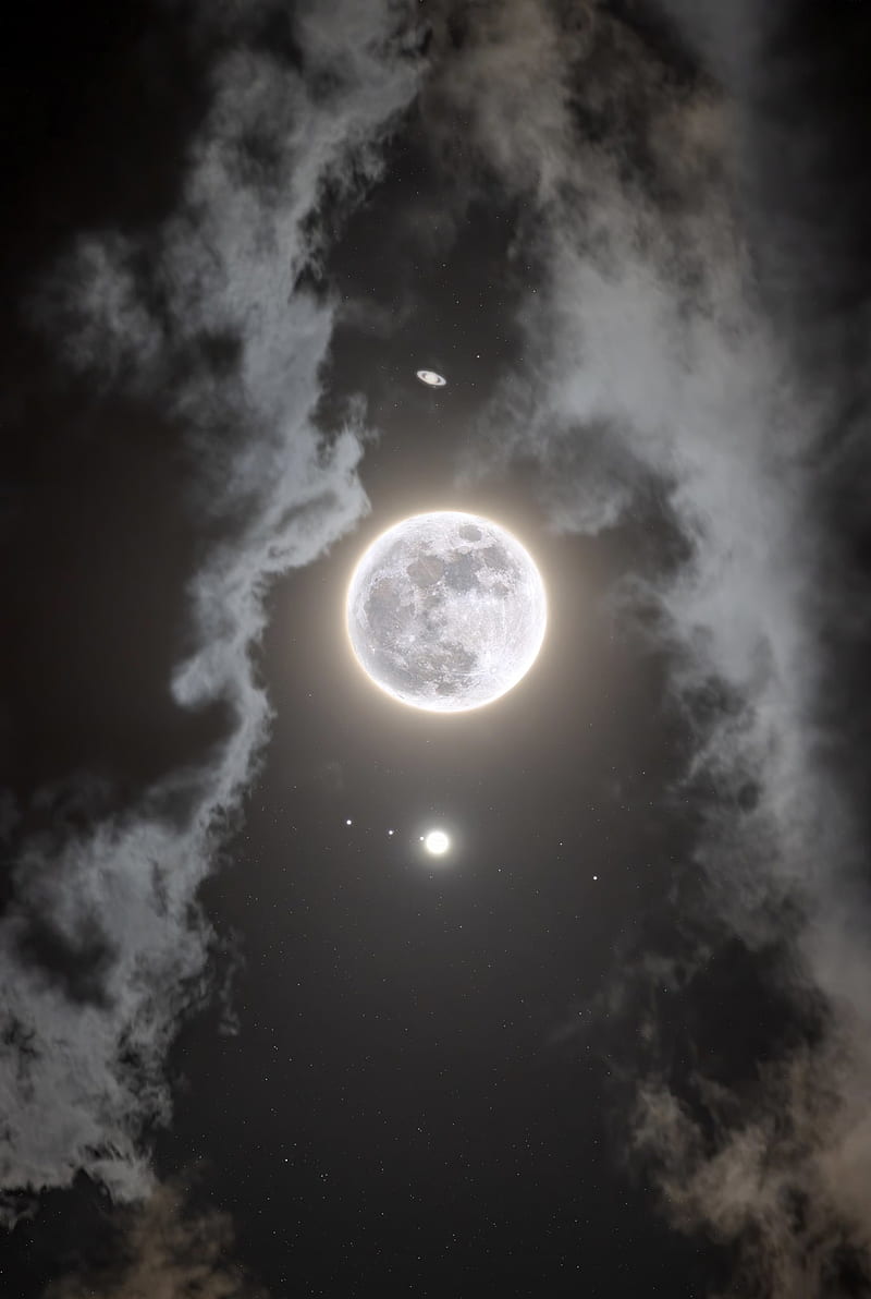Luna Llena, lightning, moon, magic, moon, moonlight, night, HD phone wallpaper