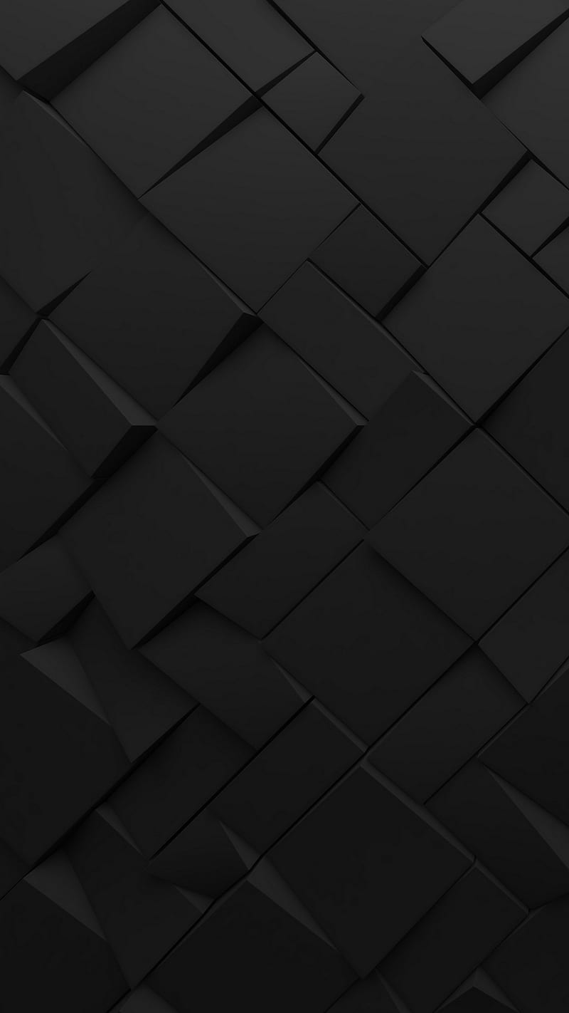 Surface Polygonal, 3d, abstract, black, chaotic art, polygons, squares, HD phone wallpaper