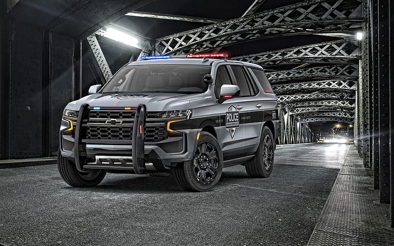Chevrolet Tahoe Police Pursuit, 2021, exterior, front view, police SUV, police Tahoe, American cars, Chevrolet, HD wallpaper