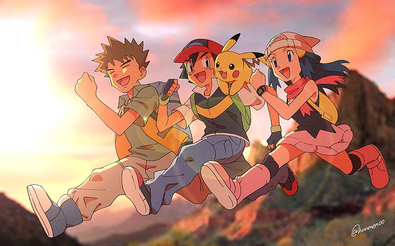Pokémon, Ash Ketchum, Pikachu, Brock (Pokémon), Dawn (Pokémon), HD wallpaper  | Peakpx