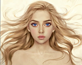 Beauty, art, blonde, woman, selenada, fantasy, girl, eyes, blue, HD  wallpaper | Peakpx