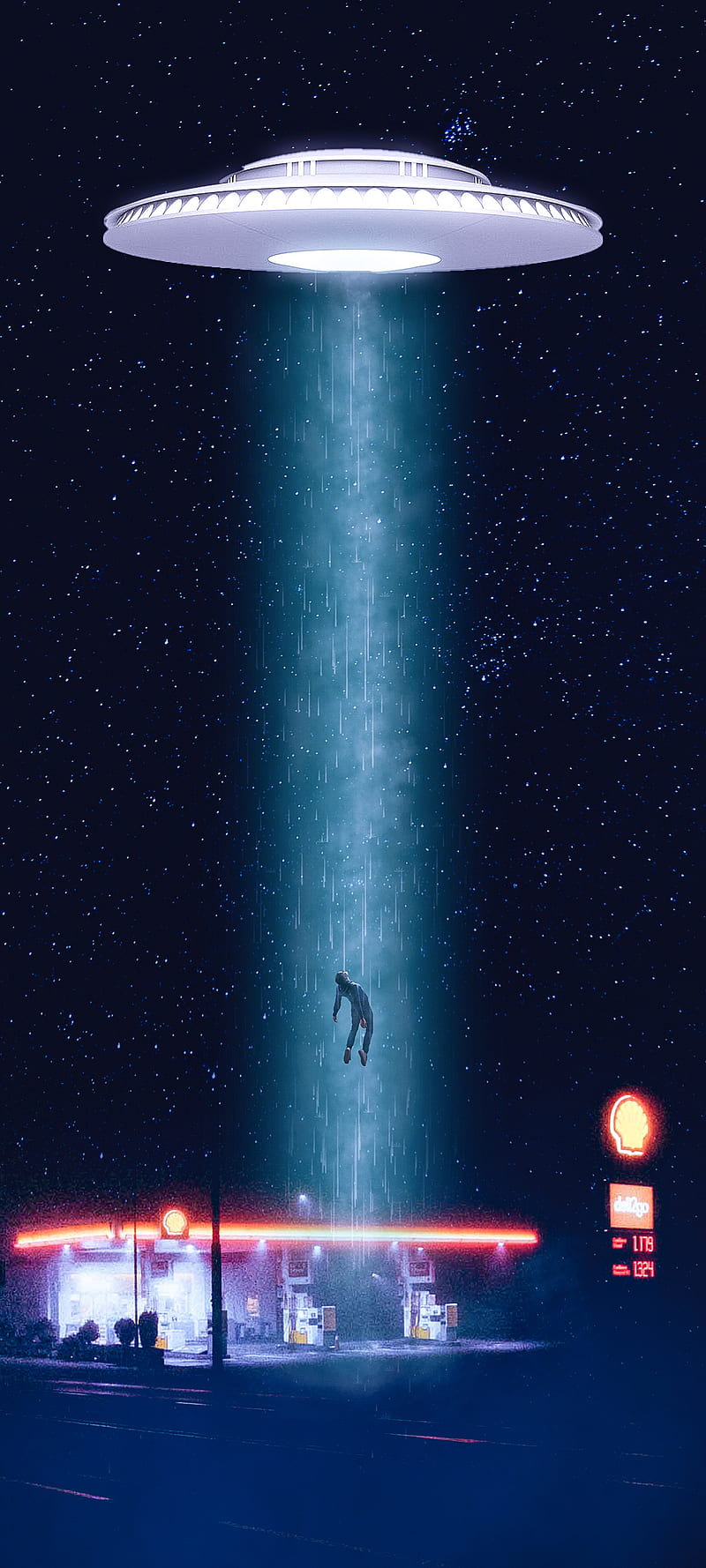 ALIEN UFO FLYING 2, aurora, fall, lightning, lights, night, stars, HD phone wallpaper