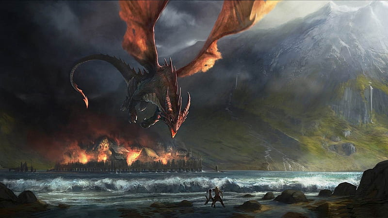 fire dragon-Fantasy design, HD wallpaper