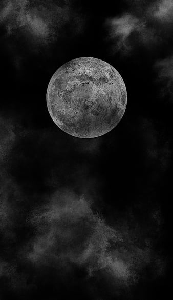Dark Full Moon, black, cloud, full moon, night, HD phone wallpaper