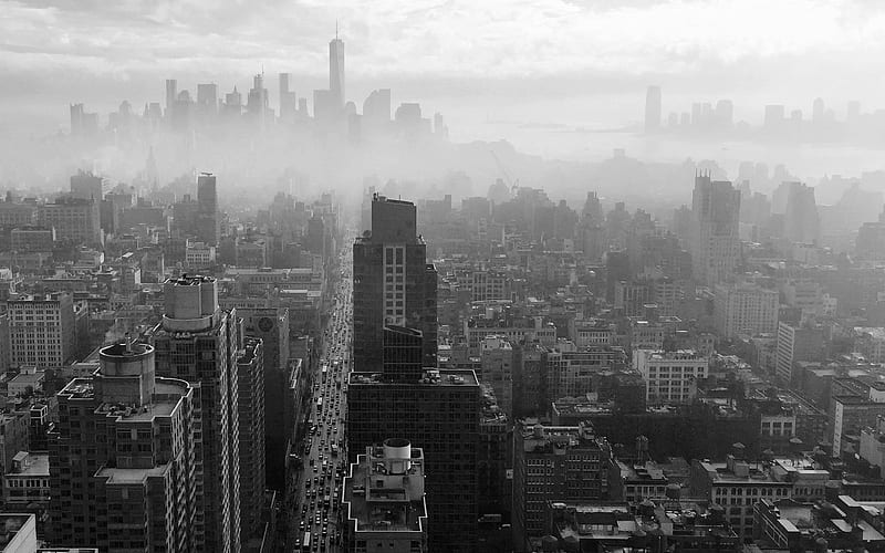 city, builiding, architecture, newyork, nature, bw, dark, HD wallpaper