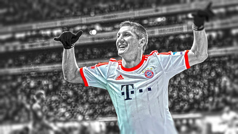 Black And White Of FC Bayern Munich Blur Audience Background Bastian Schweinsteiger, HD wallpaper