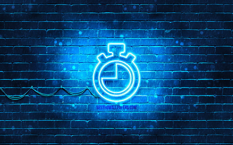 Timer neon icon blue background, neon symbols, Timer, neon icons, Timer sign, computer signs, Timer icon, computer icons, HD wallpaper