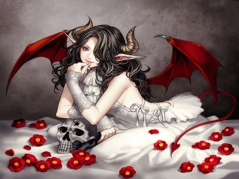 Anime Vampire girl with fantasy bat wings and a tattoo iPad Case  Skin  for Sale by IMPHives  Redbubble