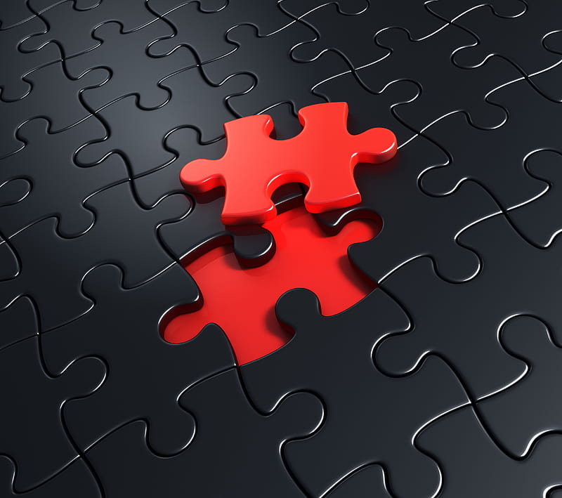 Puzzle Piece, black, red, HD wallpaper