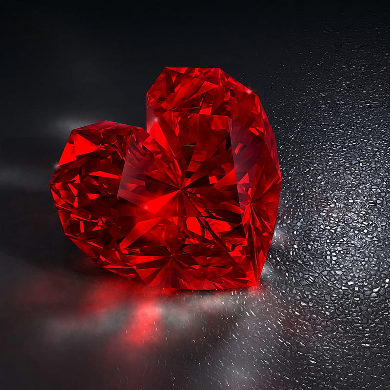 Red Heart, diamond, heart, red, HD phone wallpaper