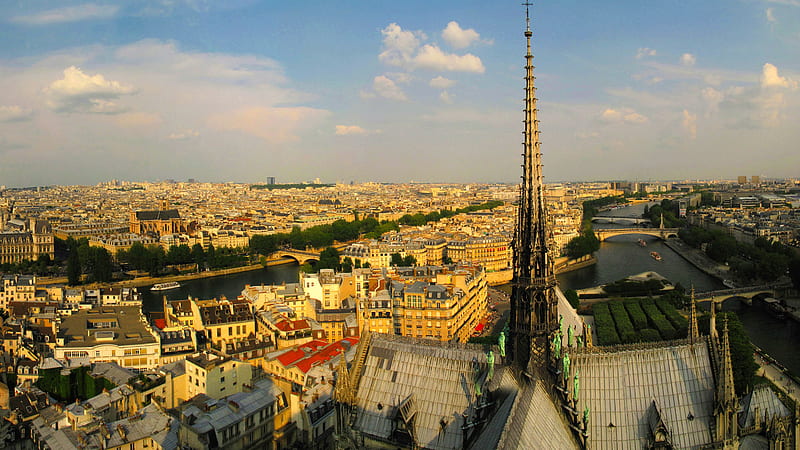 Notre Dame De Paris With Blue Sky Background Travel, HD wallpaper