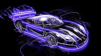 Premium Photo | Abstract canvas neon light car automobile artwork design  digital art wallpaper glowing space background generative ai