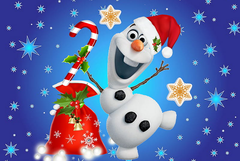 merry christmas, cartoon, frozen, snowman olaf, xmas, HD wallpaper