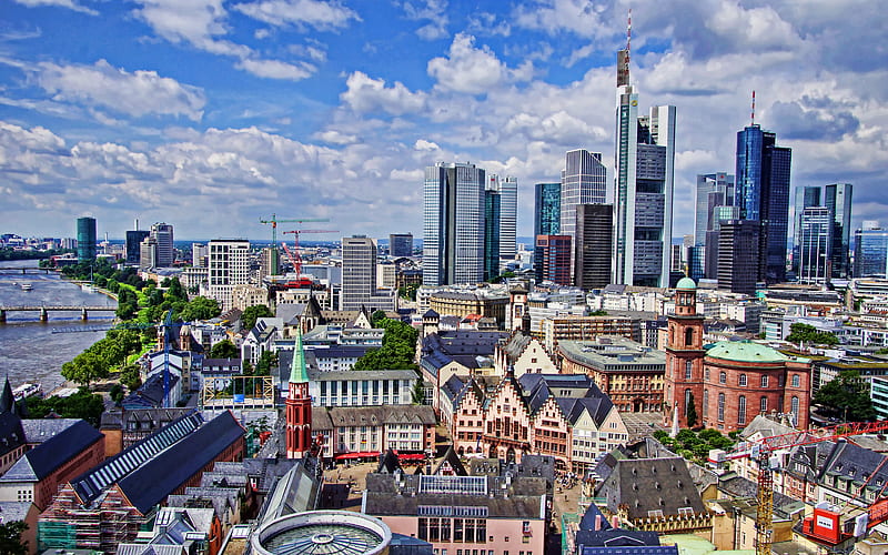 Offenbach am Main, skyline cityscapes, summer, german cities, Europe, Germany, Cities of Germany, Offenbach am Main Germany, cityscapes, HD wallpaper
