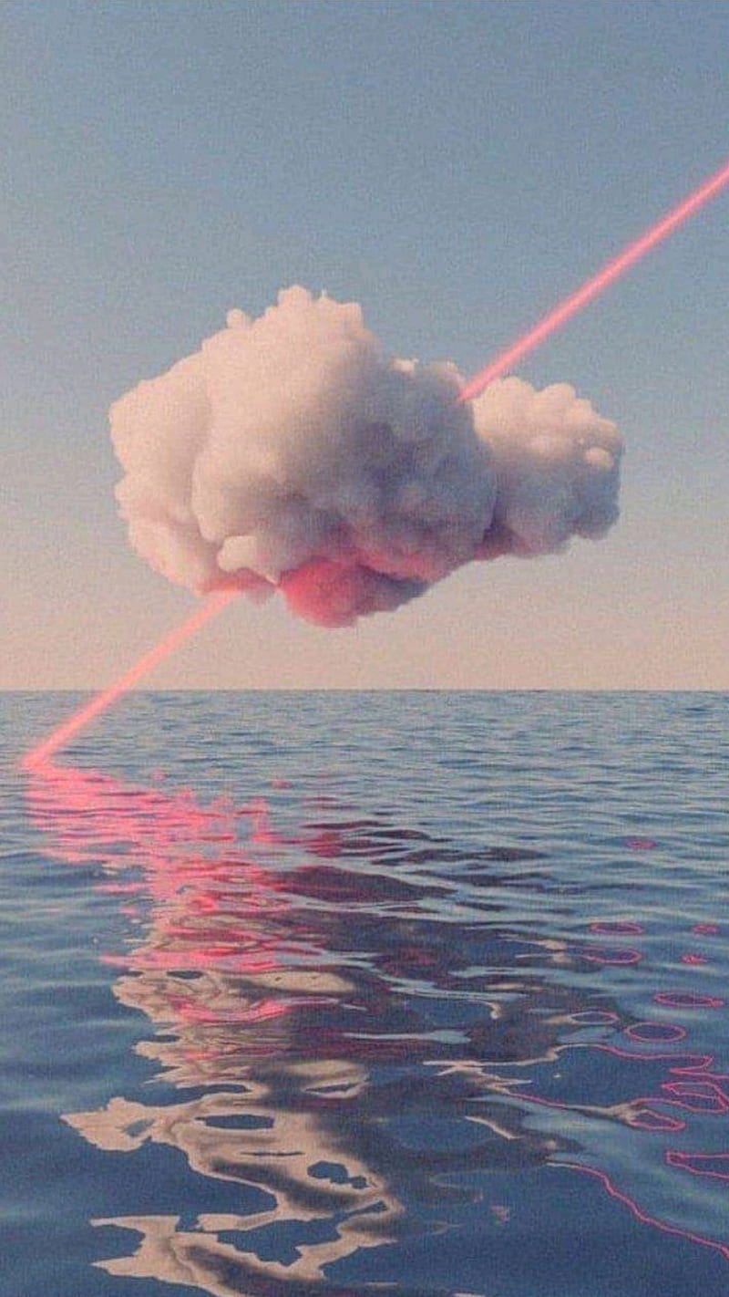 Aesthetic, cloud, laser, lightning, nube, ocean, oceano, pink, samsung, sky, HD phone wallpaper