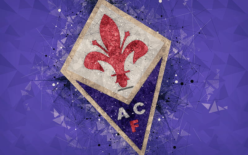 ACF Fiorentina Italian football club, creative art logo, geometric art, purple abstract background, emblem, Serie A, Florence, Italy, football, HD wallpaper