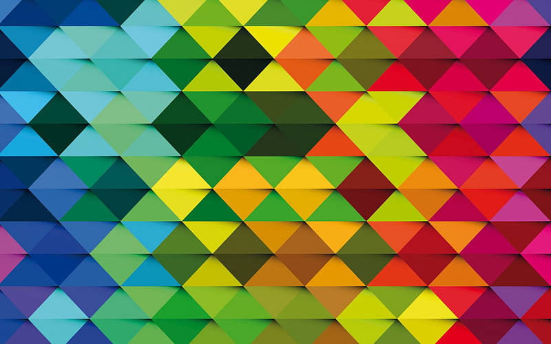 Rainbow, pattern, red, yellow, abstract, ranbow, green, square, texture, pink, blue, HD wallpaper