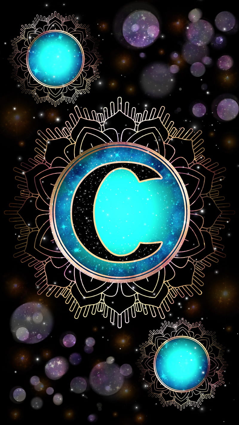 Magick Mandala C, galaxy, glow, initial c, letter c, magic, mystical, occult, orb, HD phone wallpaper