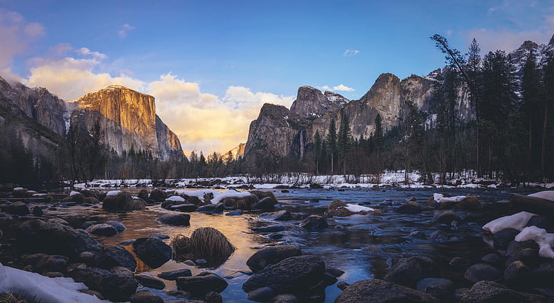 Yosemite Valley In Early Sunset Time , yosemite, valley, nature, mountains, HD wallpaper
