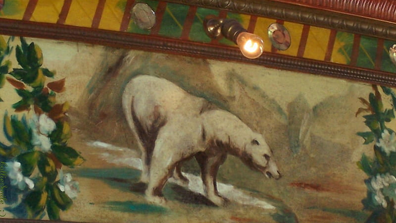 Carousel Polar Bear, bear, merry-go-round, antique, carousel, merry go round, polar, carouse1, polar bear, vintage, HD wallpaper