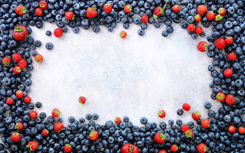 berries frame, blueberry frame, strawberry, creative frame, berries, HD wallpaper