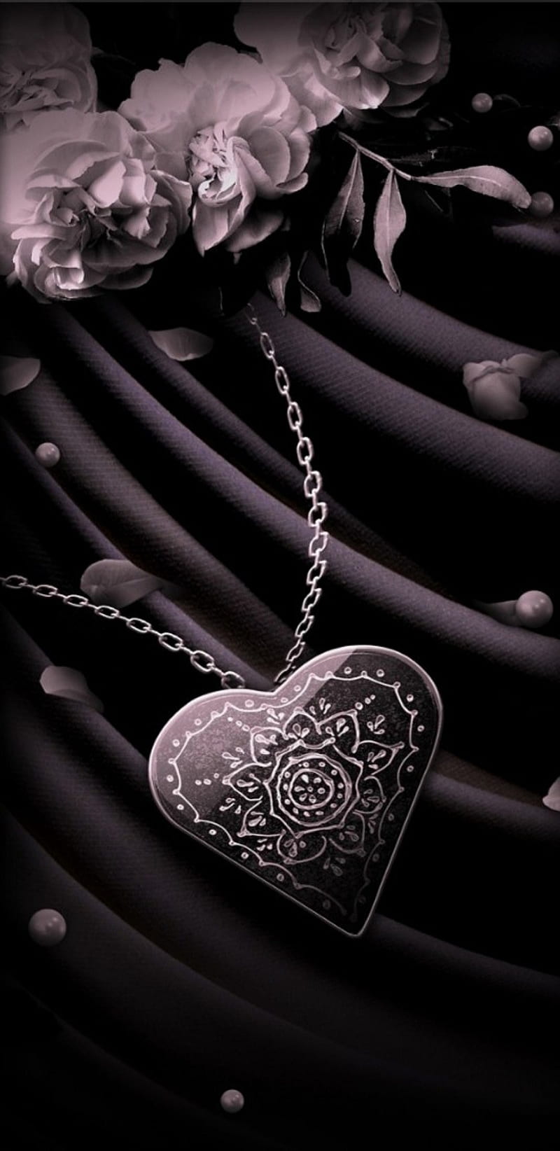 Heart Pendant, bonito, black, girly, love, pretty, HD phone ...