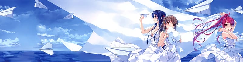 Anime, Deep Blue Sky & Pure White Wings, HD wallpaper
