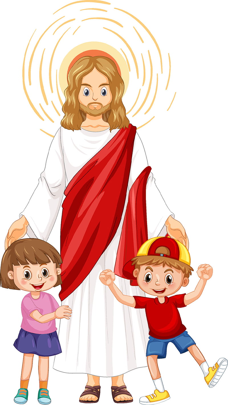 Jesus and children on white background 6211844 Vector Art at Vecteezy,  Cartoon Jesus, HD phone wallpaper | Peakpx