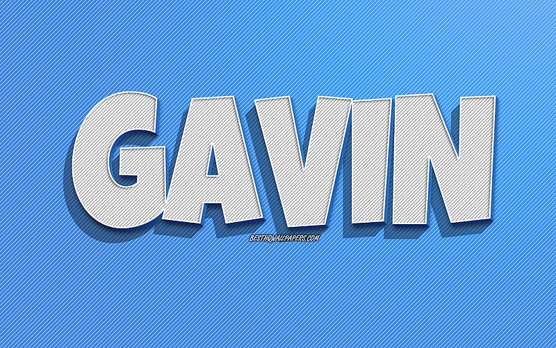 Gavin, blue lines background, with names, Gavin name, male names, Gavin greeting card, line art, with Gavin name, HD wallpaper