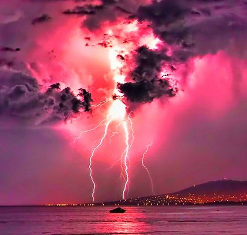 Storm, nature, bonito, sky, pink, HD wallpaper