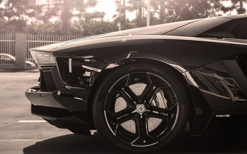Lamborghini Aventador, LB834, sports car, black Aventador, black wheels, HD wallpaper