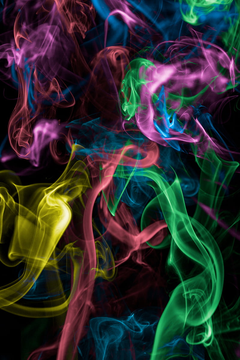 colored smoke, smoke, colorful, dark, HD phone wallpaper