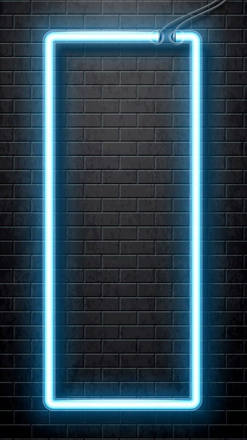 Blue neon, brick wall, elecricity, light, neon, neon light, pattern, wall, HD phone wallpaper