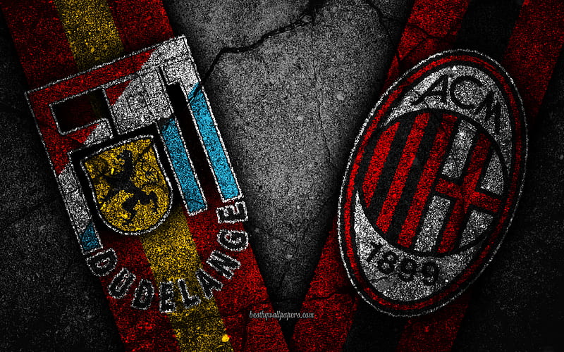 F91 Dudelange vs Milan, UEFA Europa League, Group Stage, Round 1, creative, F91 Dudelange FC, AC Milan, black stone, HD wallpaper
