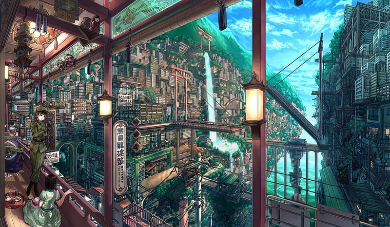 Premium Photo | Anime scenery of a house on a cliff overlooking a body of  water generative ai