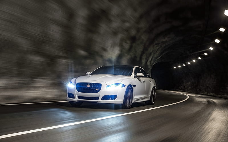 jaguar xjr, jaguar, tunnel, white, road, HD wallpaper jaguar xjr, jaguar, tunnel, white, road, HD wallpaper