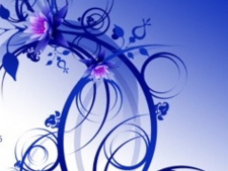 Bleu Flowers, blue, art, flowers, twistys, abstract, HD wallpaper