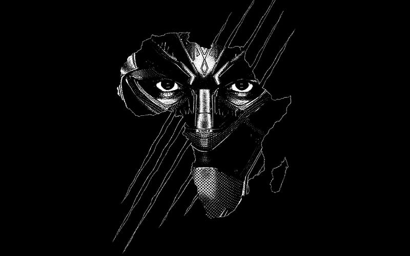 Black Panther, minimal, 2018 movie, superheroes, black background, HD wallpaper