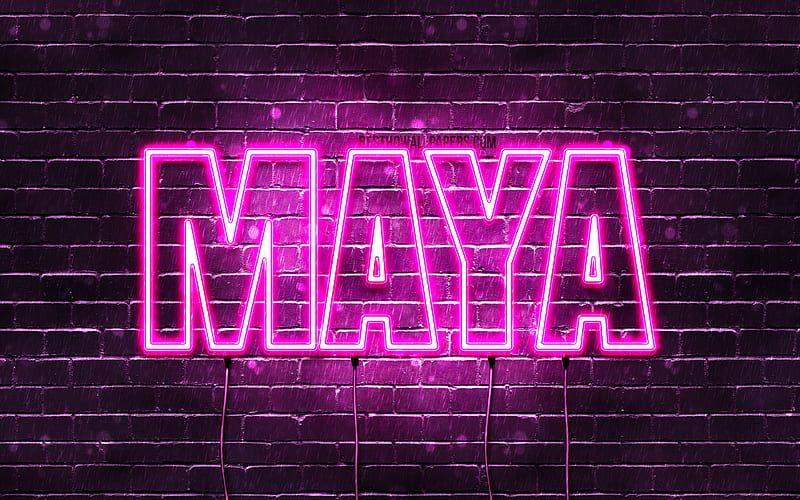 Maya with names, female names, Maya name, purple neon lights, horizontal  text, HD wallpaper | Peakpx