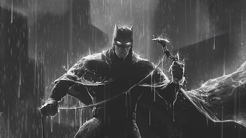 Batman With Batarang Dark , batman, superheroes, artist, artwork, digital-art, dark, black, HD wallpaper