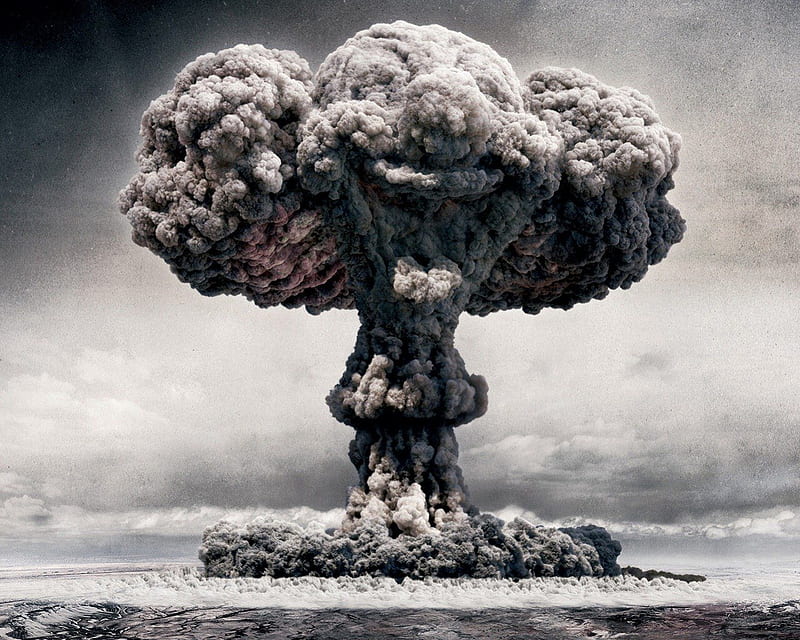 Atomic Bomb Explosion, a-bomb, guerra, explosion, atom bomb, clown, nuclear, face, smoke, atomic bomb, HD wallpaper